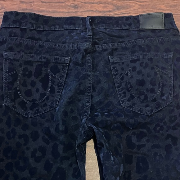 True Religion Dark Blue Leopard Print Jeans - Picture 1 of 4